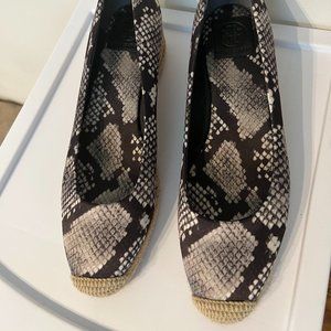 Tory Burch snake skin closed toe wedge